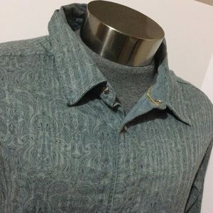 Prana Long Sleeve Pearl Snap Button Down Shirt Gray Size XL